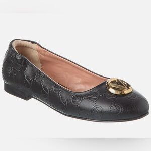 NWT Valentino by Mario Valentino Calliope Black Leather Flat